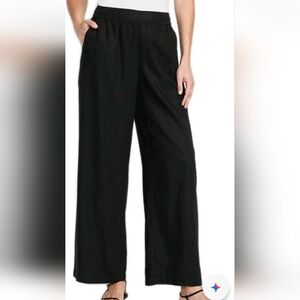 Old Navy High Rise Wide Leg Pants Woman XL Woven Linen Black Drawstring Pockets